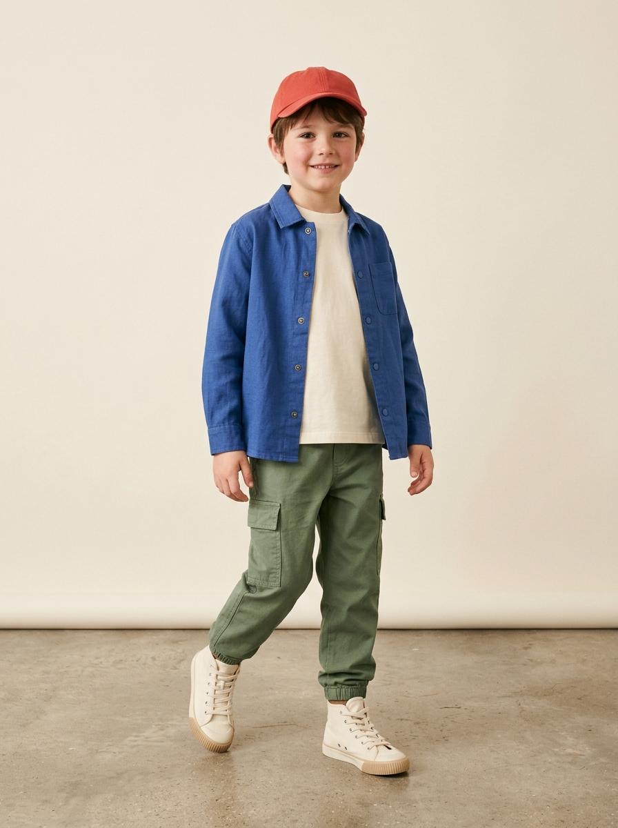 Full body view of child wearing Puddle Cargo Pant