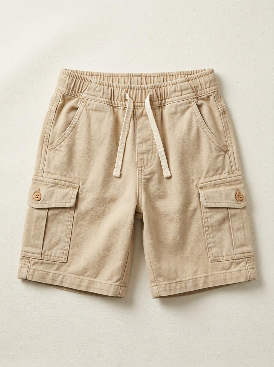 Canvas Adventure Short in Oat Khaki laid flat