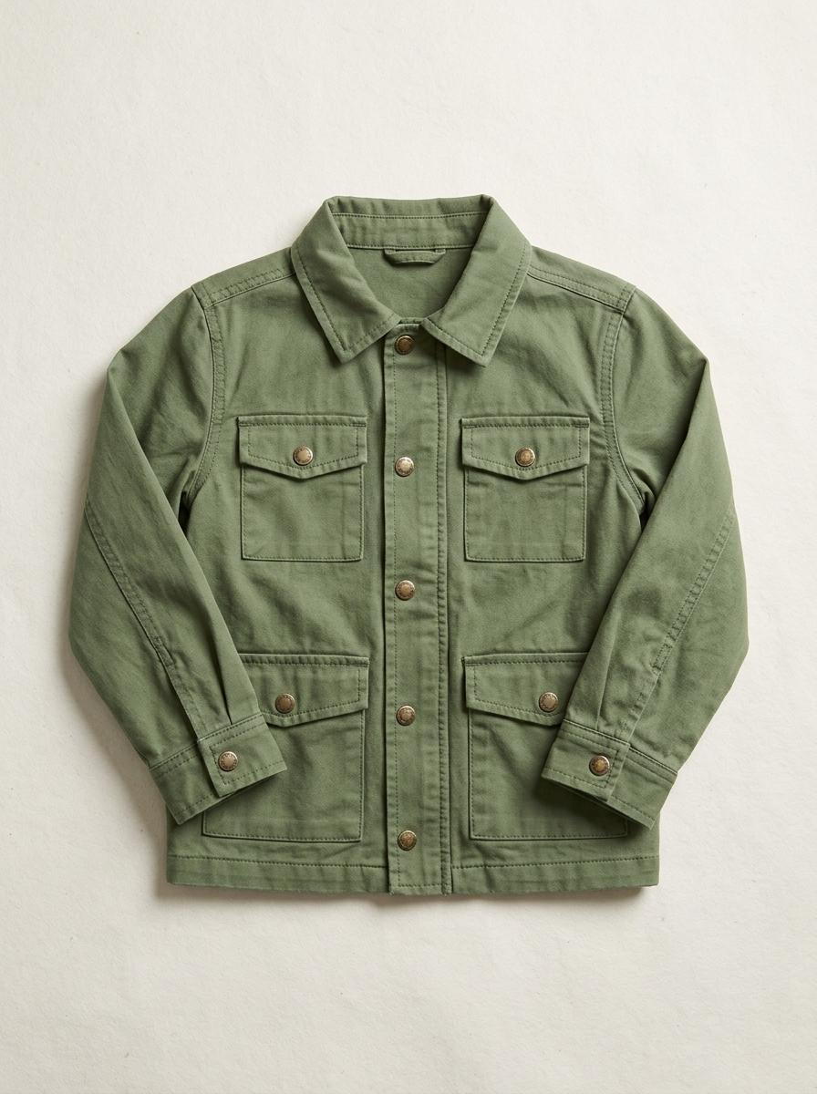 Mini Field Jacket in Moss Green with snap pockets