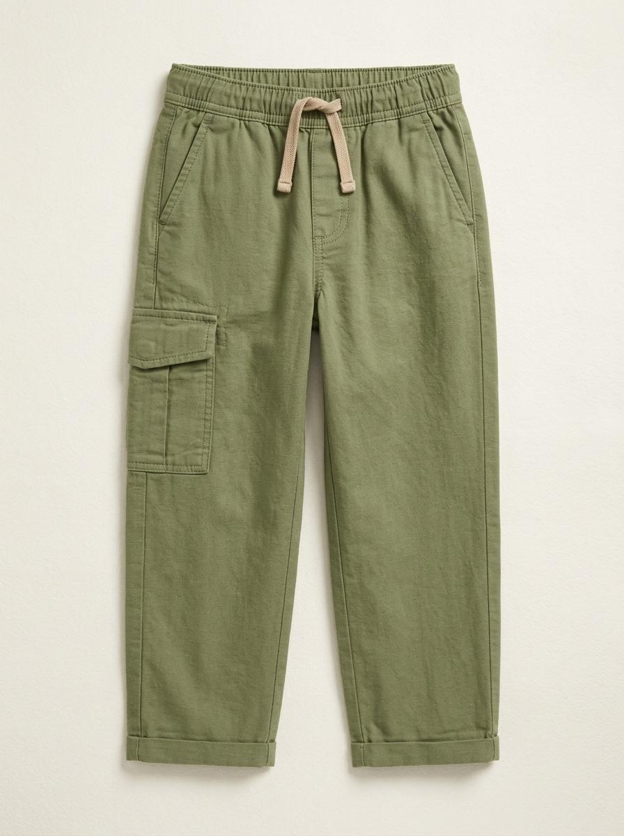 Puddle Cargo Pant in Moss Green laid flat
