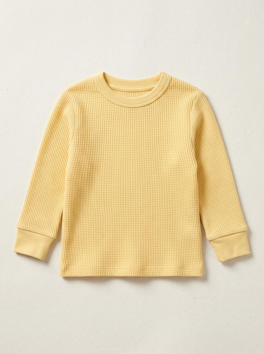 Sunbeam Waffle Top in Butter Yellow laid flat