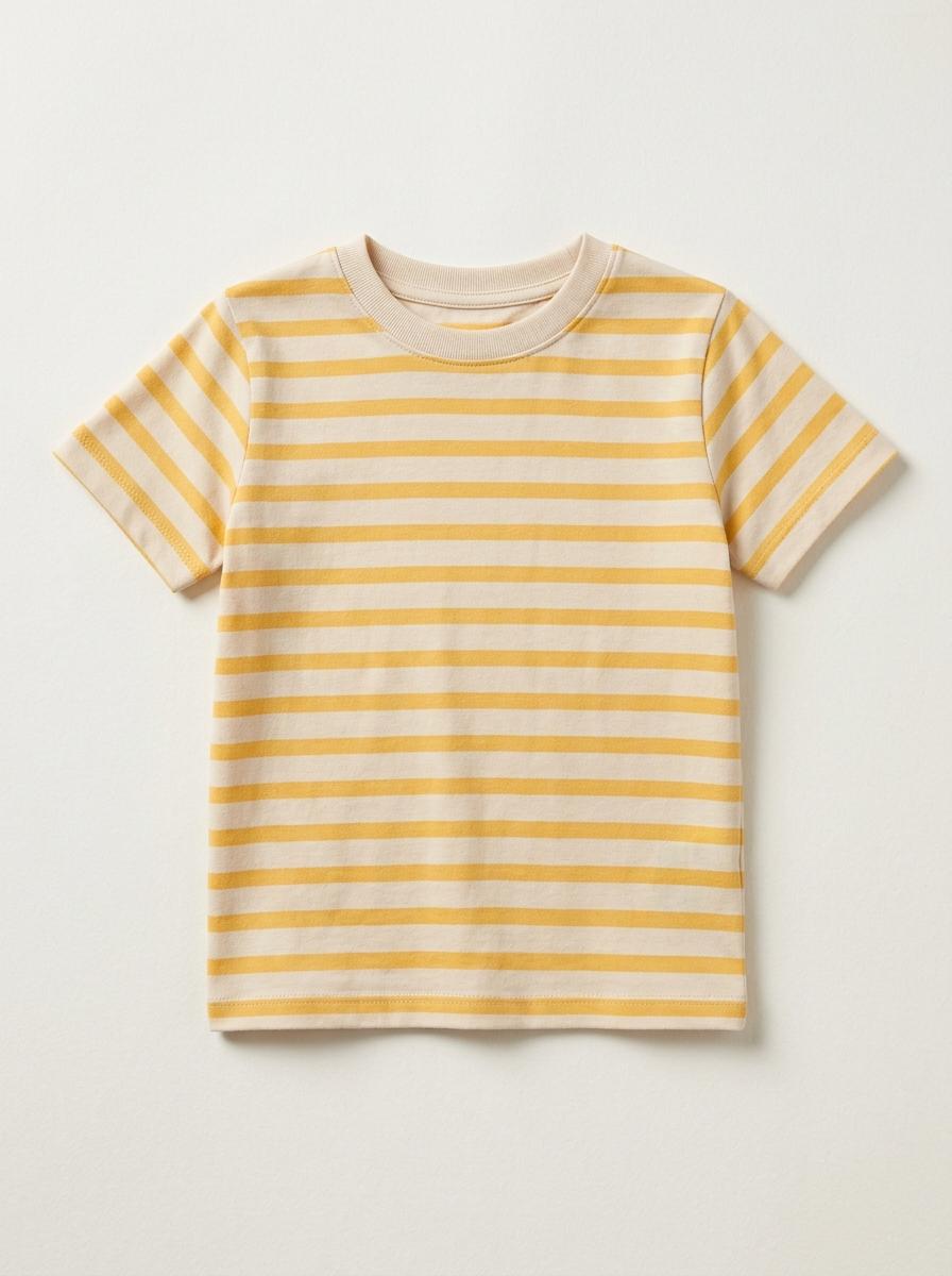 Sunstripe Tee in Butter Yellow and Cream stripes
